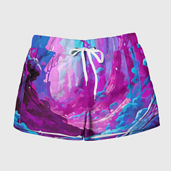Шорты женские Фиолетовая кислотная абстракция, цвет: 3D-принт