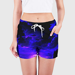 Шорты женские Фиолетовый апокалиптический закат, цвет: 3D-принт — фото 2