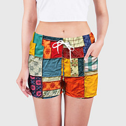 Шорты женские Пэчворк из ярких тканей, цвет: 3D-принт — фото 2