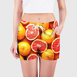 Шорты женские Грейпфруты, цвет: 3D-принт — фото 2