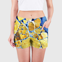 Шорты женские Жёлто-синяя абстракция, цвет: 3D-принт — фото 2