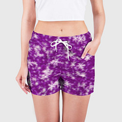 Шорты женские Снежинки глитч, цвет: 3D-принт — фото 2