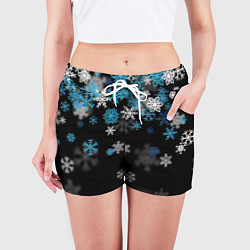 Шорты женские Снежинки объемные, цвет: 3D-принт — фото 2