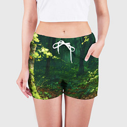 Шорты женские Зелёный летний лес, цвет: 3D-принт — фото 2