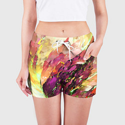 Шорты женские Красно-жёлтая абстракция, цвет: 3D-принт — фото 2