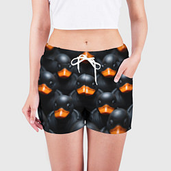 Шорты женские Черные уточки, цвет: 3D-принт — фото 2