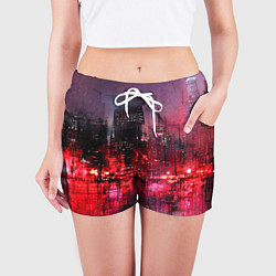 Шорты женские Огни города мастихином - нейросеть, цвет: 3D-принт — фото 2