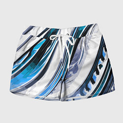 Шорты женские Волнистая бело-синяя абстракция, цвет: 3D-принт