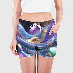 Шорты женские Космическая краска, цвет: 3D-принт — фото 2