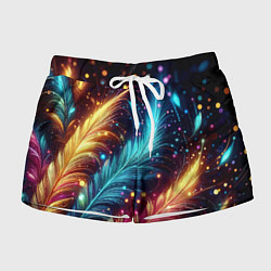 Шорты женские Неоновые разноцветные перья, цвет: 3D-принт