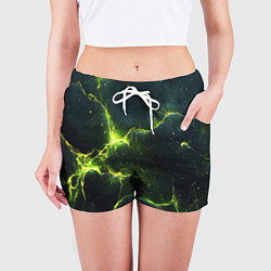 Шорты женские Разбитая плита с зеленым светом, цвет: 3D-принт — фото 2