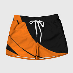 Шорты женские Чёрно-оранжевый двуцветный, цвет: 3D-принт