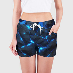 Шорты женские Неоновый синий свет из плит, цвет: 3D-принт — фото 2