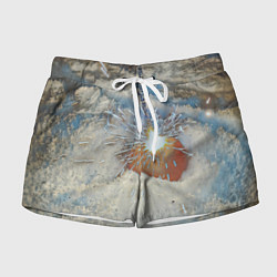 Женские шорты Искрящийся мандарин на снегу