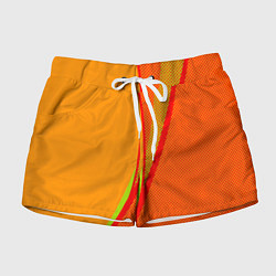 Шорты женские Оранжевый с красным абстрактный с текстурой, цвет: 3D-принт