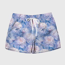 Шорты женские Цветы в туманности, цвет: 3D-принт