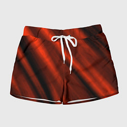Шорты женские Красно-оранжевый полосы текстурные с затемнением, цвет: 3D-принт