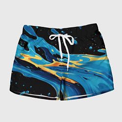 Шорты женские Синяя волна из красок, цвет: 3D-принт