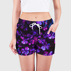 Шорты женские Флуоресцентные цветы, цвет: 3D-принт — фото 2