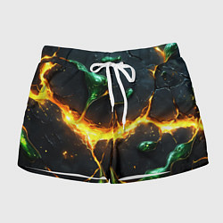Шорты женские Разлом текстуры с зеленой слизью, цвет: 3D-принт