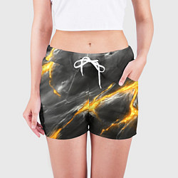 Шорты женские Серая текстура с золотым разломом, цвет: 3D-принт — фото 2