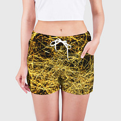 Шорты женские Золотое плетение на черном, цвет: 3D-принт — фото 2