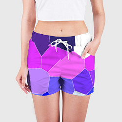 Шорты женские Сине-розовый крупные фрагменты, цвет: 3D-принт — фото 2