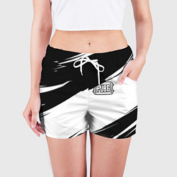Шорты женские PUBG черно белые краски, цвет: 3D-принт — фото 2