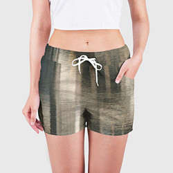 Шорты женские Размытые серо-бежевые полосы, цвет: 3D-принт — фото 2