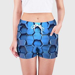 Шорты женские Синий бронежилет, цвет: 3D-принт — фото 2