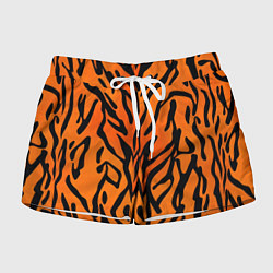 Шорты женские Тигровый огненный паттерн, цвет: 3D-принт