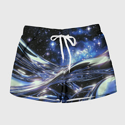 Шорты женские Закрученные линии и звезды - космическая абстракци, цвет: 3D-принт