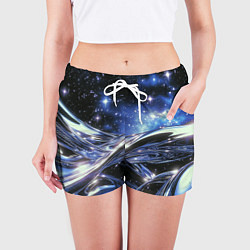 Шорты женские Закрученные линии и звезды - космическая абстракци, цвет: 3D-принт — фото 2