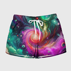 Шорты женские Космическая неоновая фантазия - нейроарт, цвет: 3D-принт