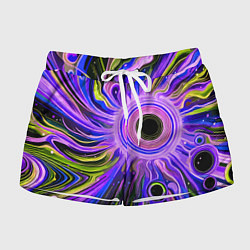Шорты женские Абстрактный неоновый космос - чёрная дыра, цвет: 3D-принт