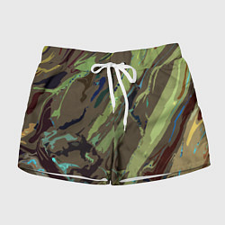 Шорты женские Абстракция тон хаки, цвет: 3D-принт