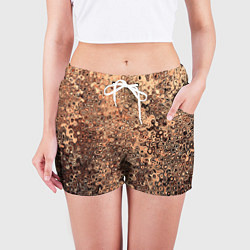 Шорты женские Светлый коричневый абстрактная текстура, цвет: 3D-принт — фото 2