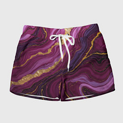 Шорты женские Пурпурный мрамор с золотыми разводами, цвет: 3D-принт