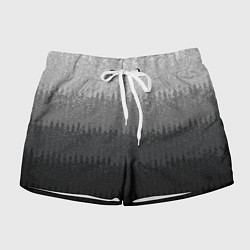 Шорты женские Градиент полосами тёмно-серый графитовый, цвет: 3D-принт