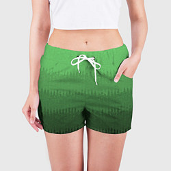 Шорты женские Зеленый градиент текстурные полосы, цвет: 3D-принт — фото 2