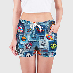 Шорты женские Пиксельный космос, цвет: 3D-принт — фото 2