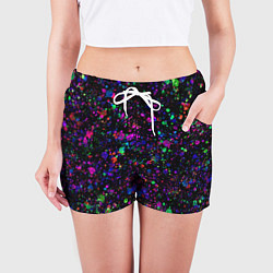 Шорты женские Чёрный с разноцветными брызгами, цвет: 3D-принт — фото 2