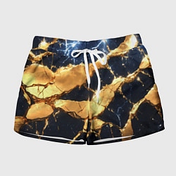 Женские шорты Золотая текстура на синем