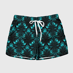 Женские шорты Зеленые узоры из абстрактных листьев - блестящий п