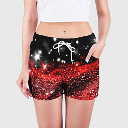 Шорты женские Красно-черная блестящая текстура, цвет: 3D-принт — фото 2