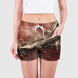 Шорты женские Волнистая объемная волна на текстуре, цвет: 3D-принт — фото 2