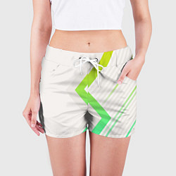 Шорты женские Color white line green, цвет: 3D-принт — фото 2