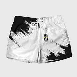 Шорты женские Juventus штрихи красок, цвет: 3D-принт