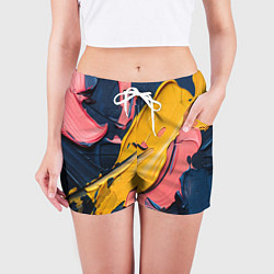 Шорты женские Мазки акриловой краски, цвет: 3D-принт — фото 2