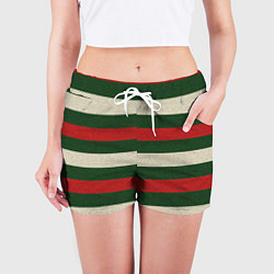 Шорты женские Цветные лини текстура ткани, цвет: 3D-принт — фото 2